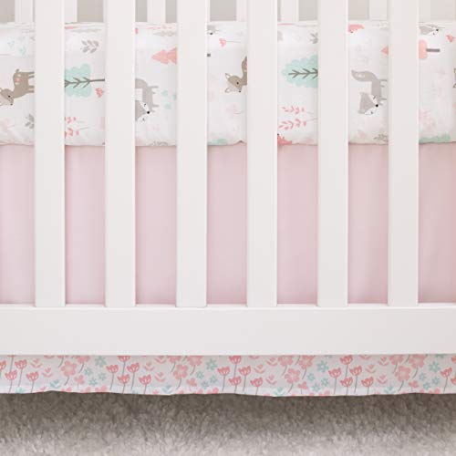 Image of Sweet Forest Friends - Pink, Aqua, Grey and White 100% Cotton Fitted Crib Sheet