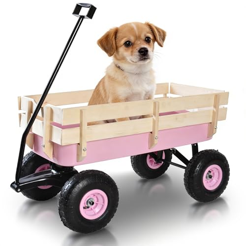 VISRACK Outdoor Sport Wagon All Terrain Pulling w/Removable Wooden Side