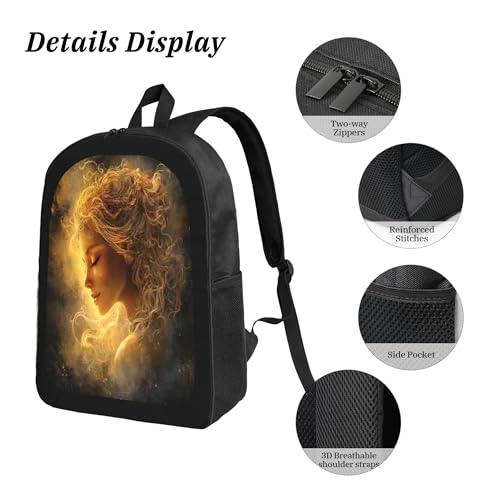 3PCS Backpack for Women Men With Lunch Box Pencil Bag 17 Inch Lightweight Adjustable Strap Back Pack 3 In 1 Set Painting Woman Elegant Daypack Unisex Fit Travel Work Camping4