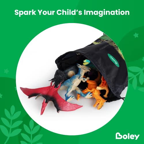 Boley 14-Pack Dinosaur Toys for Kids with Educational Dino Explorer Guide and Carrying Bag - 9" Long Realistic Dinosaur Figures for Boys & Girls Ages 3+