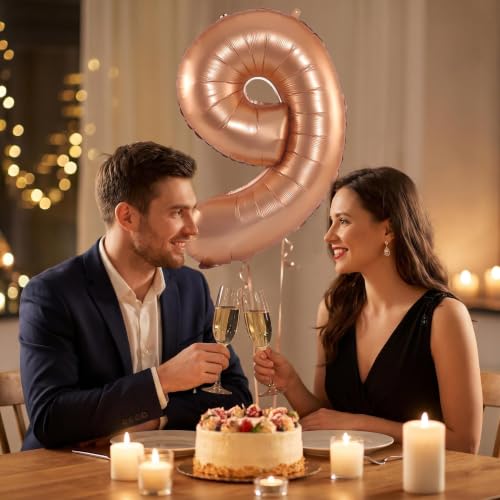 Image of YPSelected 32 Inch Large Foil Helium Number Balloon Birthday Wedding Party 0-9 (Orange, 9)
