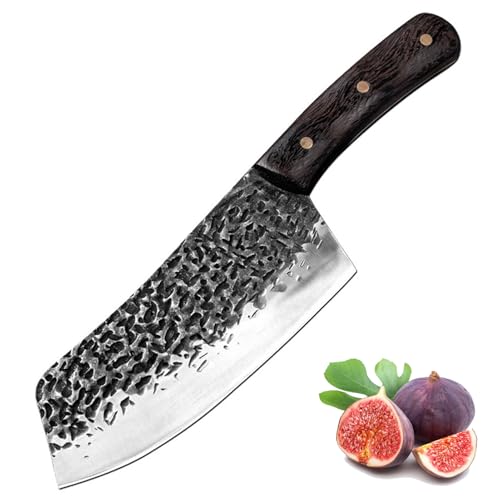 Fubinaty Chef's Knife Handmade Forged 7 Inch Professional Kitchen Cooking Knives High Carbon Steel Full Tang Meat Vegetable Slicing Knife with Wooden Handle for Home, Restaurant