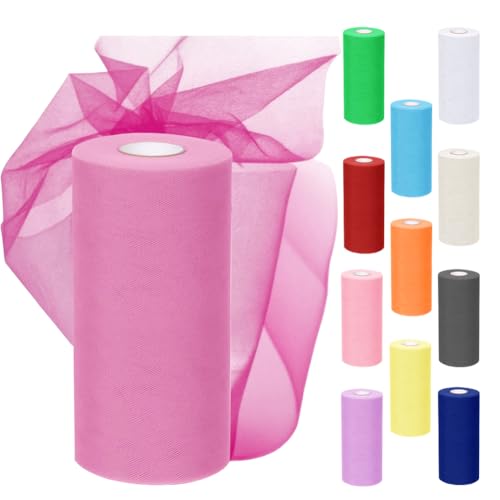 Rouleau de tissu en tulle, 30 cm x 91,5 m, en organza pour mariage, fête, tutu (rose)