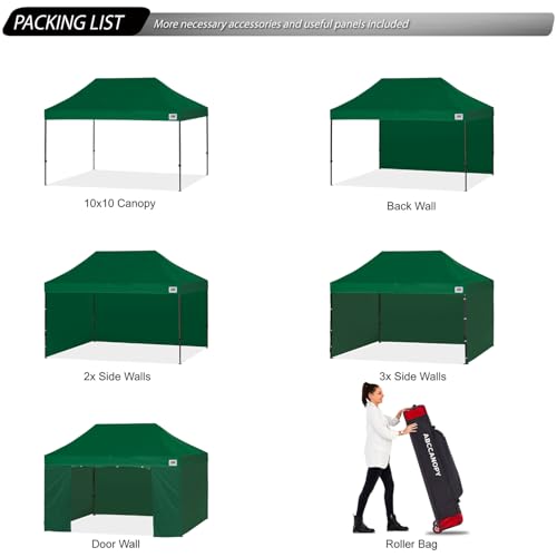 Image of ABCCANOPY Heavy Duty Easy Pop up Canopy Tent with Sidewalls 10x15, Forest Green