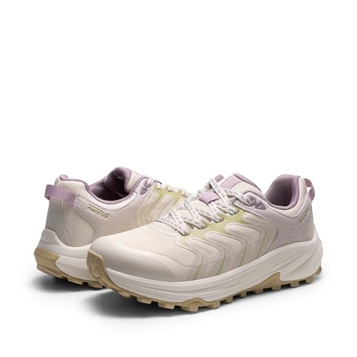 NORTIV 8 Women's Hiking Shoes Lightweight Walking Sneakers with Arch Support Outdoor Work Camping Tennis Workout Cross Training Echo 8 Beige