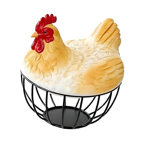 🌟【Design Creativo】：Il porta uova presenta un grazioso cestino a forma di che aggiunge un tocco decorativo alla tua cucina, mantenendo al contempo oggetti essenziali organizzati.