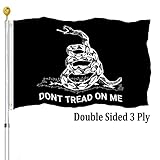 Dont Tread on Me Gadsden Flag 3x5 Outdoor Double Sided- Libertarian Tea Party Coiled Rattle White Sn