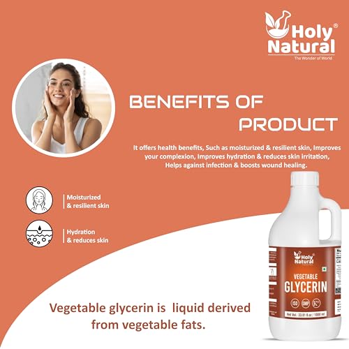 Image of Vegetable Glycerin (1000ml), Non-GMO, Kosher, Food Grade /Cosmetic Grade, For Skin, Hair, Crafts, and Soap Base Oil.