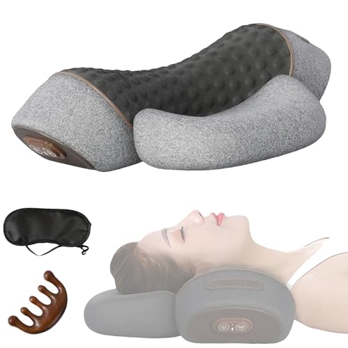 Masajeador de cuello 3 en 1 Fisiorest, Artuvate Cervicale Fisiorest, masajeador de cuello para el dolor de cuello, masajeador de tejido profundo para hombros (Gris)