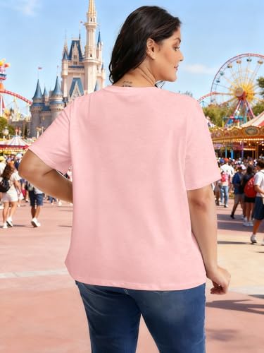 Image of NANYUAYA Plus Size Magic Shirts for Women Castle Kingdom Graphic Magical T Shirt Cute Holiday Princess Tee Vacation Tops