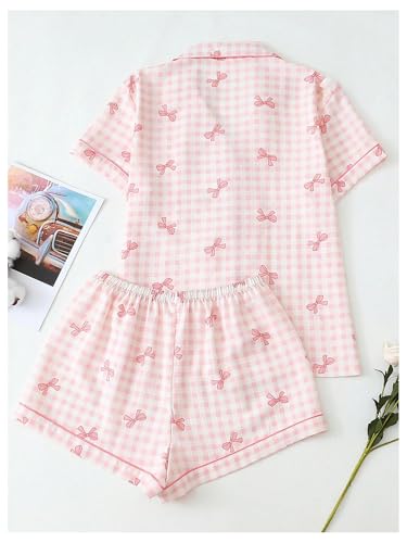 Image of Verdusa Pajamas For Women Set 2 Piece Summer Pajama Sets Cute Pjs Lounge Matching Button Shirt with Shorts