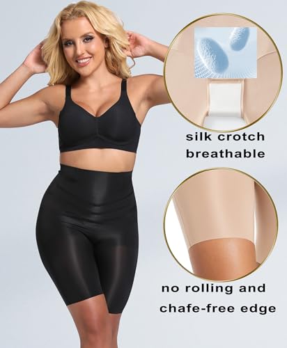 Image of PRETTYWELL Shapewear Tummy Control Shorts for Women, Comfort High Waisted Body Shaper, Seamless no Rolling Thigh Slimmer