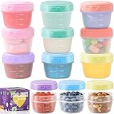 RIZENCE 12 Stück Gefrierdosen Kleine - 77ml Kleine Tupperdosen mit Deckel, BPA-Frei Babybrei Einfrieren Behälter, 100% Auslaufsichere Mini Dosen für Saucen, Snacks, Joghurt, Babynahrung, Stapelbar