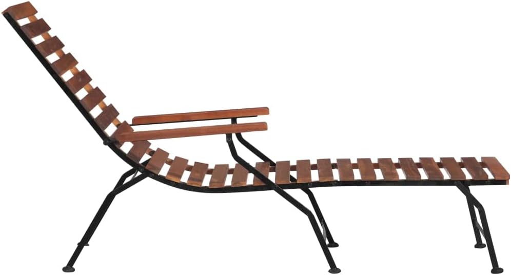 Patio Deck Chair,Outdoor Chaise Lounge,Patio Lounge Chair,Beach Sunbathing Chair,Camping Chair,Portable Loungers, with Armrests and a Footrest,for Patios,Pools,Lawns,Camping,Solid Wood Acacia