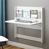 CANG Escritorio de Mesa montado en Pared con Almacenamiento, Escritorio de computadora Plegable, construcción Robusta Estable, Escritorio Flotante, White (Folding Table Shelf) 84*