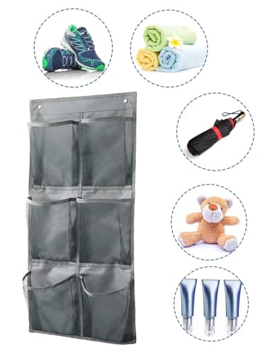 2 Stk Organizer über der Tür für Schuhe,mit Haken,Über die Tür Schuhe Organizer,mit 6 Taschen,Schuhaufbewahrung Hängend Platzsparend,Shoe Storage Organizer,für Schlafzimmer Wohnzimmer,usw. (Grau)