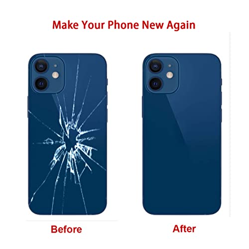 Perzework Oem Rear Back Glass Replacement For Iphone 12 6.1 Inches With Reparing Toolkit And Pre-Installed Adhesive (Blue) #TOP3