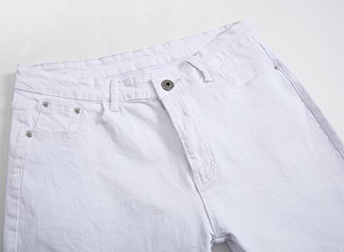 Men's White Skinny Slim Fit Stretch Straight Leg Fashion Jeans Pants, 33W #TOP2