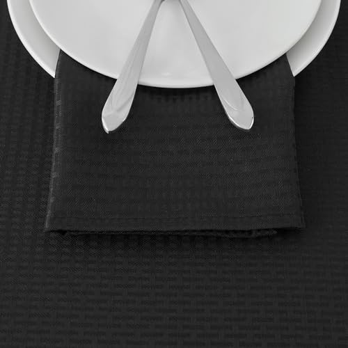 Image of maxmill Cloth Napkins 20 x 20 Inch Weaved Texture Pattern Soft Comfortable and Luxury Serviette for Restaurant Family Dinners Weddings Parties and Banquets Set of 4 Pieces, Black