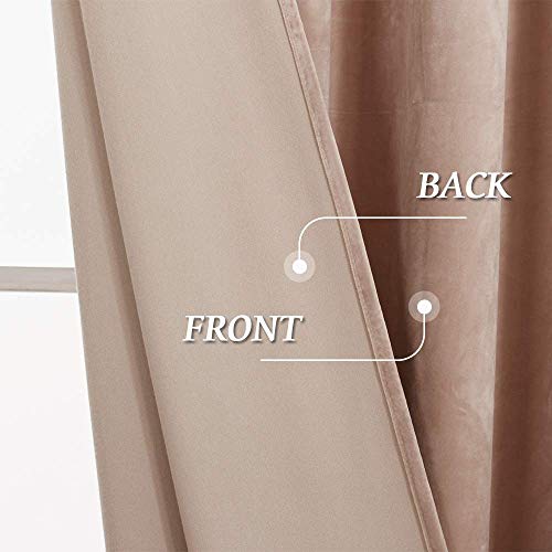 Image of RYB Home Blush Velvet Curtains - Room Darkening Curtains for Nursery, Extra Long Soft Bedroom Window Drapes for Kids Dining Room Sliding Glass Door, Wide 52 x Long 108, Blush, 2 Pcs