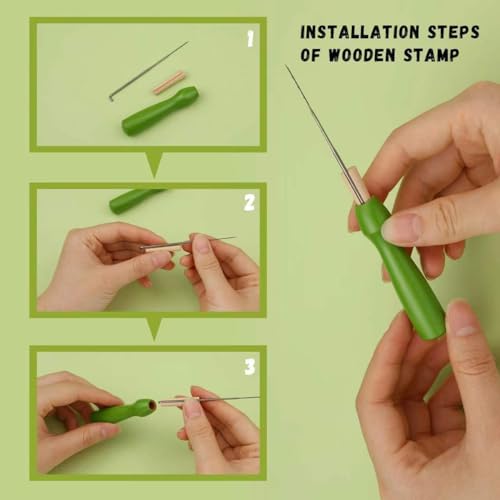 Image of Beginner's Wool Needle Felting Kit - 4 Piece Cactus Wool Set with Wool Roving, Felting Needles, Foam Mat, and Video Instructions,Ideal for DIY & Gifting
