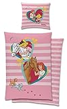 biber bettwäsche kinder süß-e Wende-Bettwäsche Set Bibi&Tina Pferde-liebe schöne Mädchen-bettwäsche mit dem Motiv von Sabrina und Amadeus mit Katze Minky