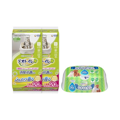デオトイレ 消臭抗菌 シート ナチュラルソープ 20枚×2 デオクリーン 純粋99% ウェットティッシュ 本体 70枚×1 ペットシーツ ペットシート トイレ 猫 ペット 清潔 ユニチャーム 愛猫用 ペット用品