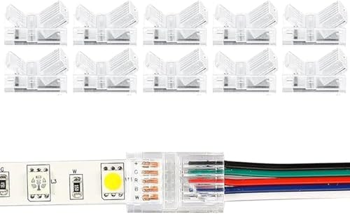 Amefil 10mm 5pin led with Connector 10pcs RGB Lights Waterproof Adapter 22 awg with Connector 5050 rgbw rgbww Lights Seamless Track 5v 12v 24v