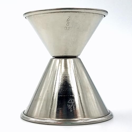 Spill-Stop 100-16 Jigger, 7/8 oz. x 1-1/4 oz., Rolled Edge, Stainless Steel, Polished Finish, Pack of 12, Bartending Essential Bar Tools, Measuring Liquor Cup