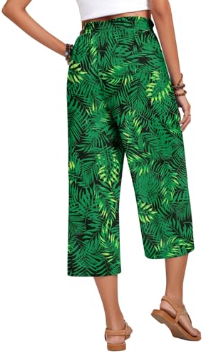 Image of Anyhold Women's Capri Pants Drawstring Casual Palazzo Trousers with Pockets Loose High Waisted Wide Leg Lounge Pants
