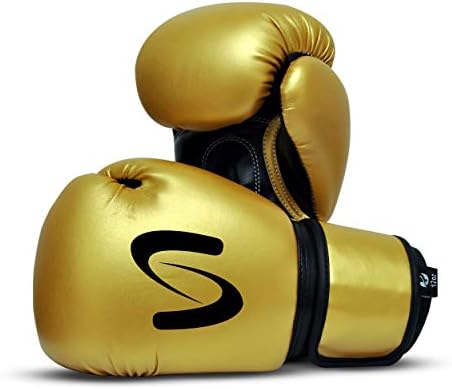 Adults Classic Boxing Gloves - Boxing MMA Muay Thai Training & Bag Work (Gold Black, 12 Oz)