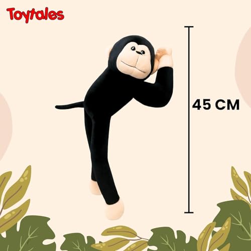 Image of TOYTALES Namaste Hanging Monkey Toy | Cute Stuffed Animal Soft Toy for Kids | Small Huggable Plush for Girls & Boys | Ideal Gift for Babies and Home Decor | (45CM, Black)