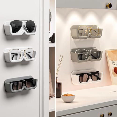 RoadLoo Brillenablage Wand, 6 Stück Brillenhalter Brillenaufbewahrung Brillenhalter Wand Brillenaufbewahrung Brillenablage Wand Organizer Wandmontage zum Aufhängen der Brille Sonnenbrillen (weiß)