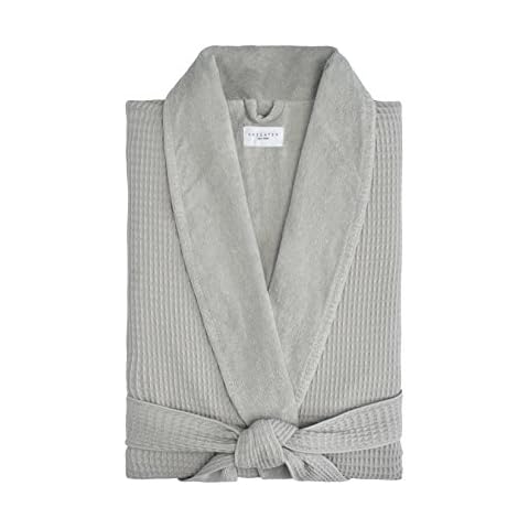 Kassatex Hotel Waffle Terry Robe, Cotton, Gray, XL Cover