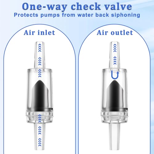 Image of Psyqtsuary 12 Pcs Check Valve Aquarium Air Pump Accessories, 6 Check Valves+6 T Shaped Air Valves Non-Return Control Valve for 3 /16 inch Aquarium Tubing (Black)