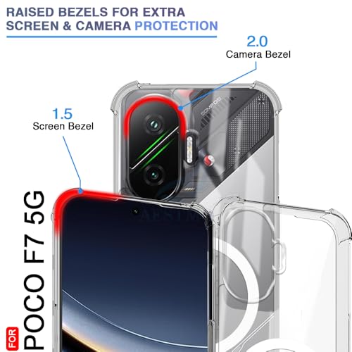 Image of AESTMO Clear Back Cover for Poco F7 5G | 360 Protection | Transparent Back Cover (PC + TPU, Compatible with MagSafe Accessories, Transparent Bumper)