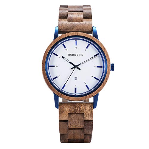 BOBO BIRDWooden Stylish Watch for Men Women Import Movement Quartz Wood Watches with Date Function Fashion and Casual Natural Wood Lightweight Wristwatch