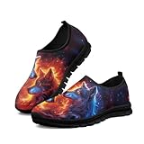 Tomeusey Men's Wolf Print Casual Loafers, Comfortable Breathable Slip-On Sneakers, US 13