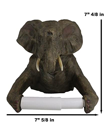 Ebros Pachyderm Servant Safari Elephant Holding Toilet Tissue Paper Holder Figurine Home Decor Great Gift For Savanna Lovers Elephant Fans Excellent Decor For Toilets Powder Rooms #TOP2