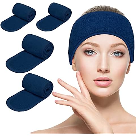 FAB-ON UK Spa Facial Headband Make Up Head Band Terry Cloth Hair Wrap Adjustable Towel for Face Mask Band Super Absorption Washing, Shower, Facial Cover, Gym, Yoga Pack Of 4 Cover