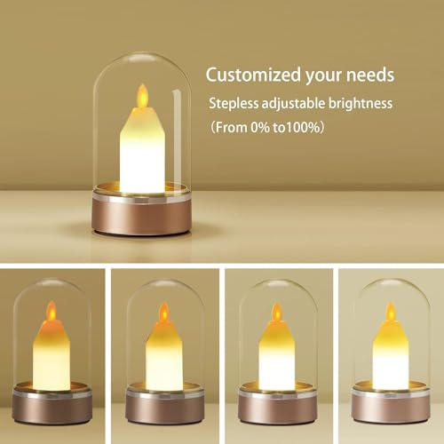 Image of Rechargeable Cordless Table Lamp Desk Light with Touch Sensor, Fully Stepless Dimmable, Led Flameless Candles, Night Light, Girl Gift for Bedroom Bedside Living Room Dining Dorm Desk Decorations