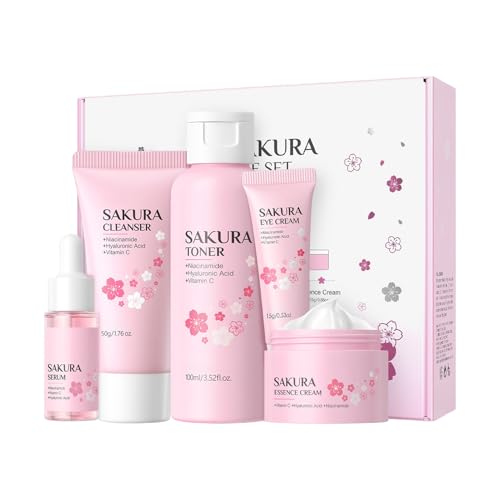 Kit Per La Cura Del Viso - 5 Pezzi Idratante con Estratti Vegetali - Set Cura Pelle Naturale Donna,per Pelle Secca Sensibile Donne Ragazze Casa Viaggio