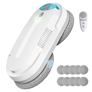 HIXZAP fensterputzroboter mit bidirektionaler Ultraschall-Wasserstrahl,Ex... und intern 85 ml Tank, starker saugkraft, Kantenerkennung, gründliche Reinigung, hinterlässt Keine Spuren