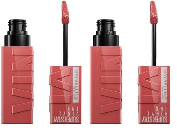 Image of Maybelline Superstay Vinyl Ink Liquid Lipstick, Irresistible, Glossy | High Shine That Lasts For 16 Hrs (Pack of 2)
