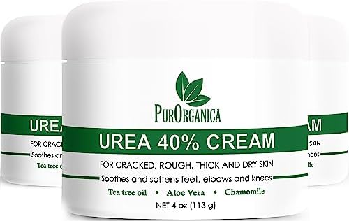 PurOrganica Urea 40% Foot Cream - Pack of 3 - Corn, Callus and Dead Skin Remover - Moisturizer & Rehydrater - For Thick, Cracked, Rough, Dead & Dry Skin - For Feet, Elbows and Hands