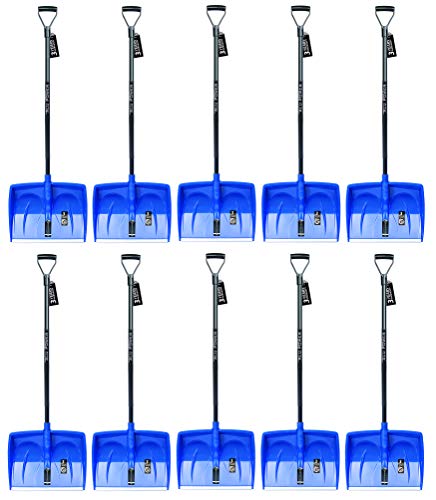 10x Ergonomische Schneeschaufel - Schneeräumer für kleine und große Schneemengen – Kunststoff-Blatt, Aluminiumkante, Aluminium-Stiel