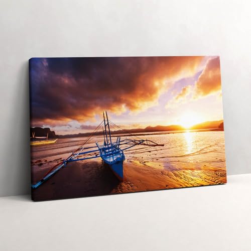 Bateau sur l'eau image sur toile 60x40cm pour décoration salon et chambre