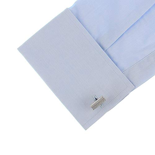 Mancuernillas Daesar para camisa diseño diamante cilíndrico plata miniatura 4