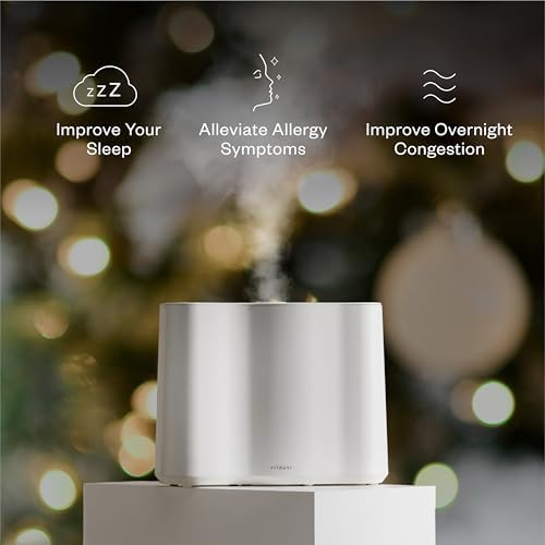 Vitruvi Cloud Bedside Humidifier, White Humidifier, 24 Hr Run Time, 602ft Coverage, Large Home Bedroom, Baby Room - Includes 3 Month Filter - 2