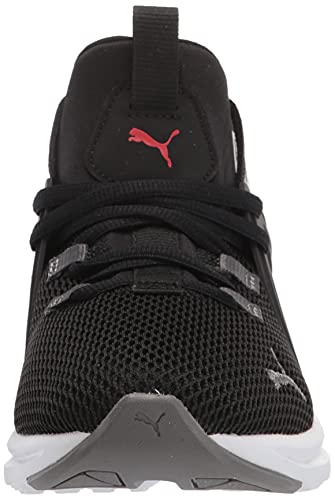 PUMA Enzo Weave Jr Boys Youth Sneaker M US Big Kid BlackHigh Risk Red2